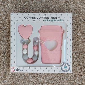 BeebiCo Pink Coffee Cup Teether With Clip